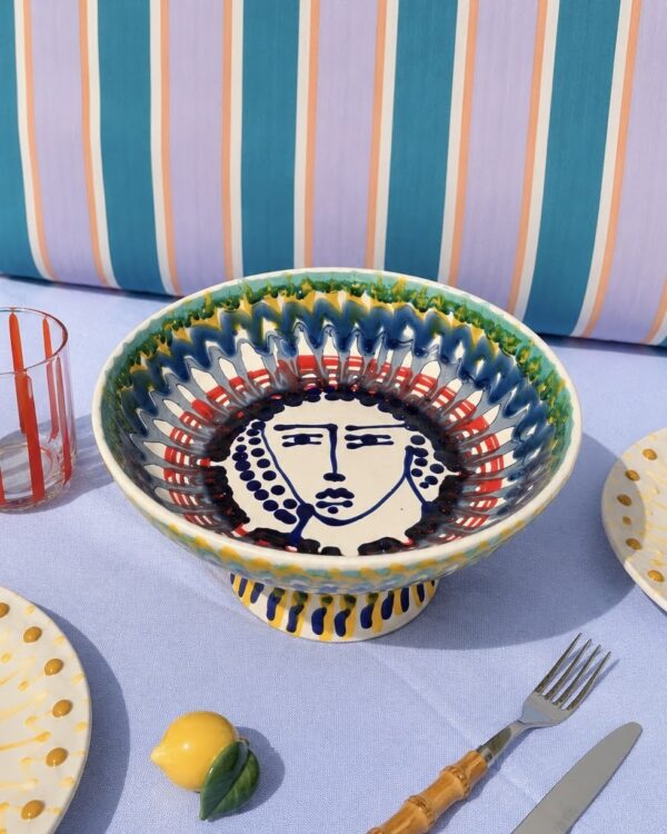 Handmade Italian Ceramic High Bowl 30 cm Studio Riviera Viso