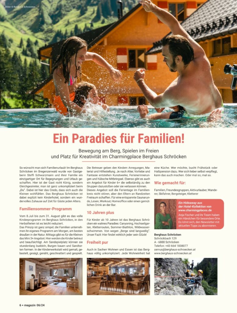 Charmingplace Berghaus Schröcken - Rhein-Main-Magazin 06-2024