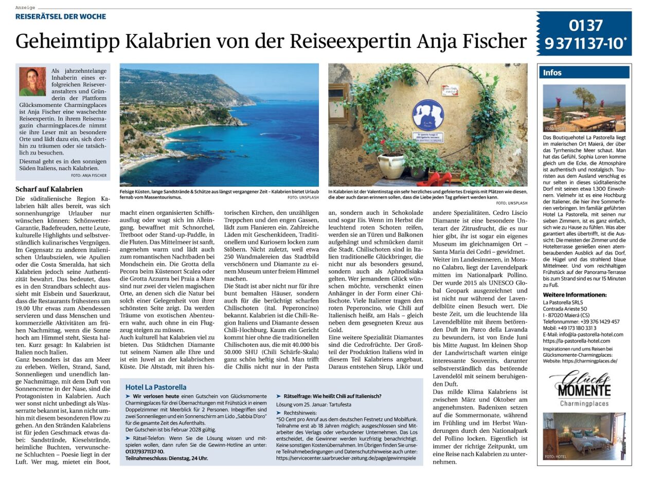 La Pastorella - Insidertipps Kalabrien - Saarbrücker Zeitung & Trierischer Volksfreund 02-2025