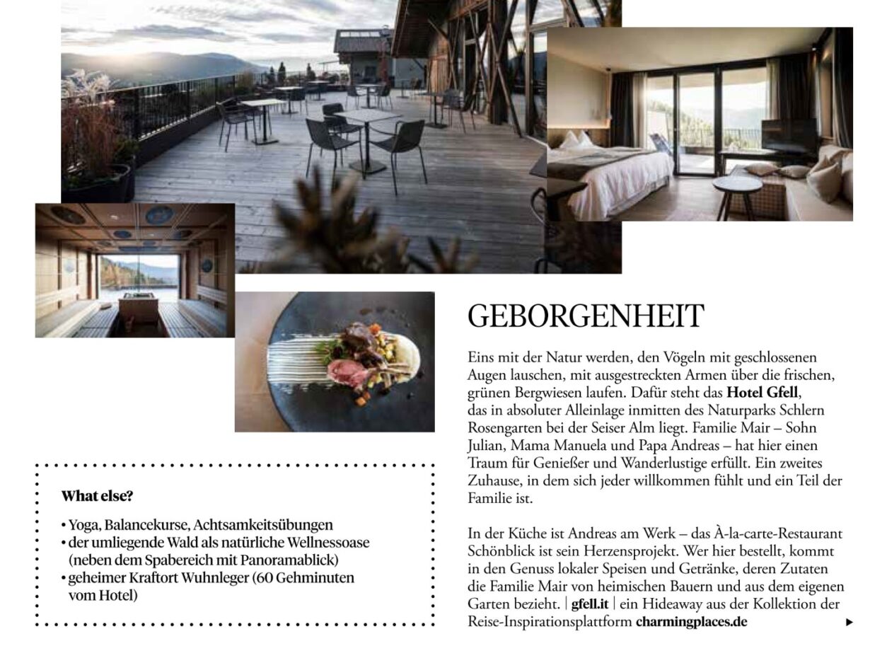 Hotel Gfell - Reisetipp Die Macher - Frühjahr 2025