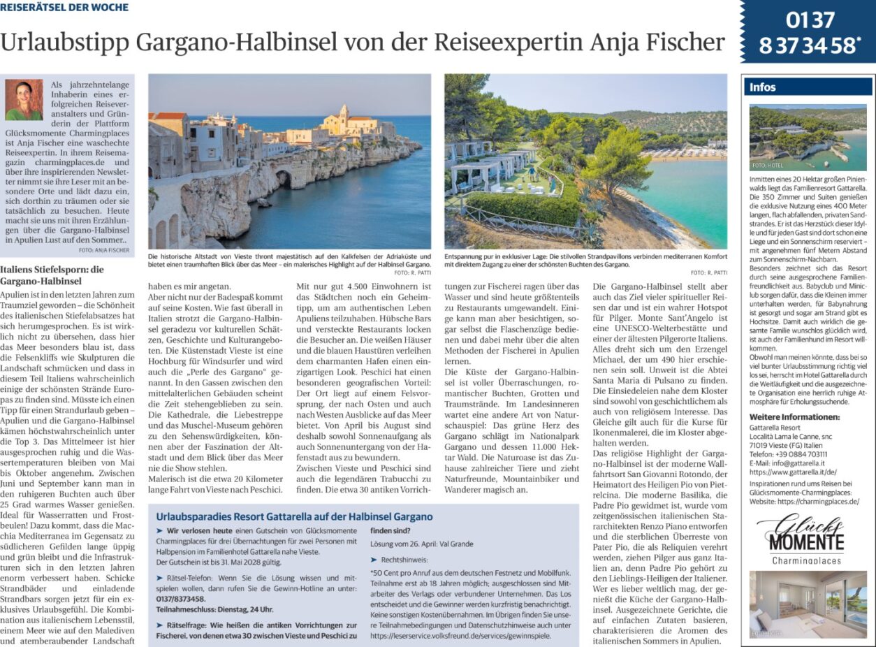 Insidertipp Gargano in Apulien - Gattarella Resort - Saarbrücker Zeitung 04-2025
