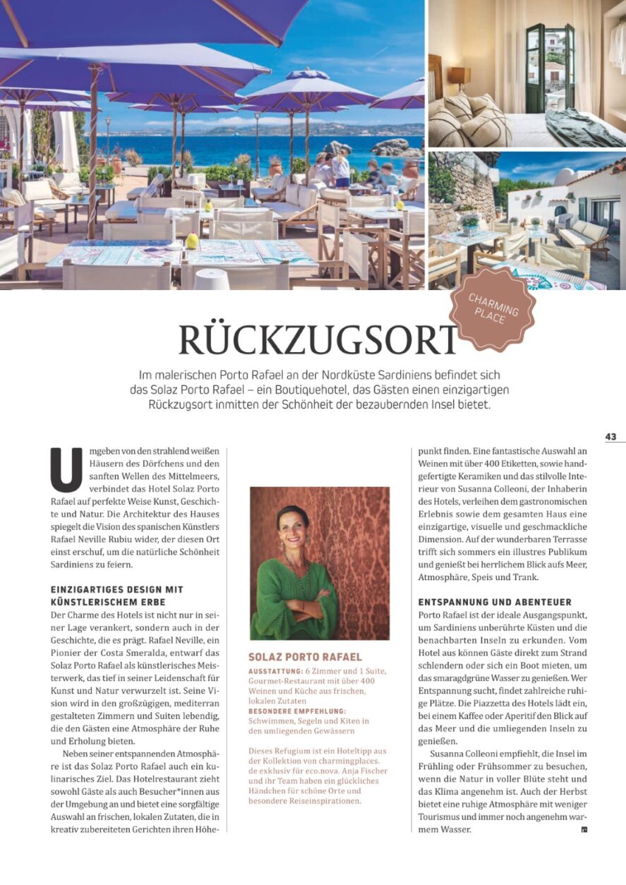 Solaz Porto Rafael - Eco Nova Lifestyle 03-2025 - Reisetipp Sardinien