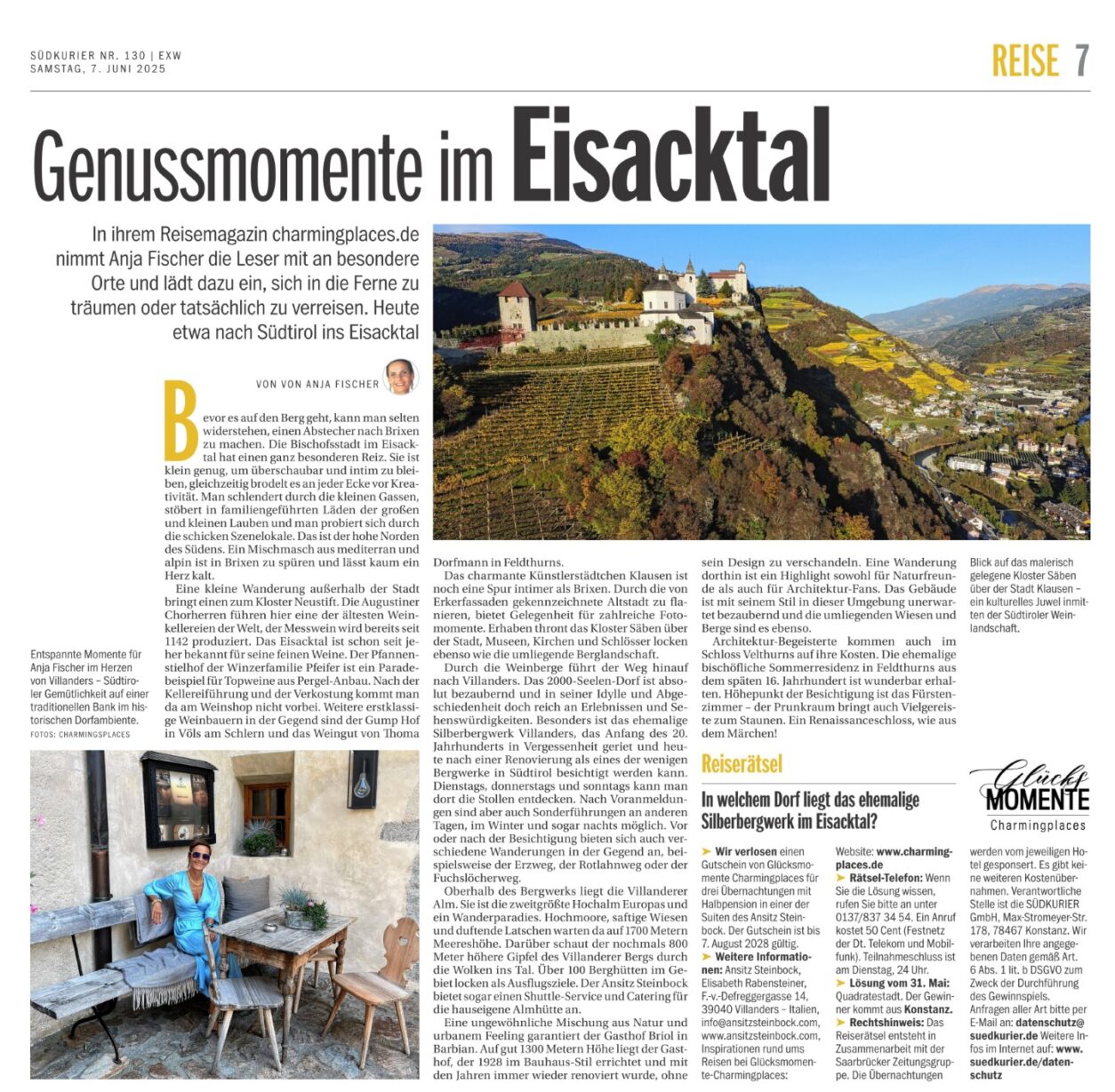 Insidertipp Eisacktal in Südtirol und der Ansitz Steinbock