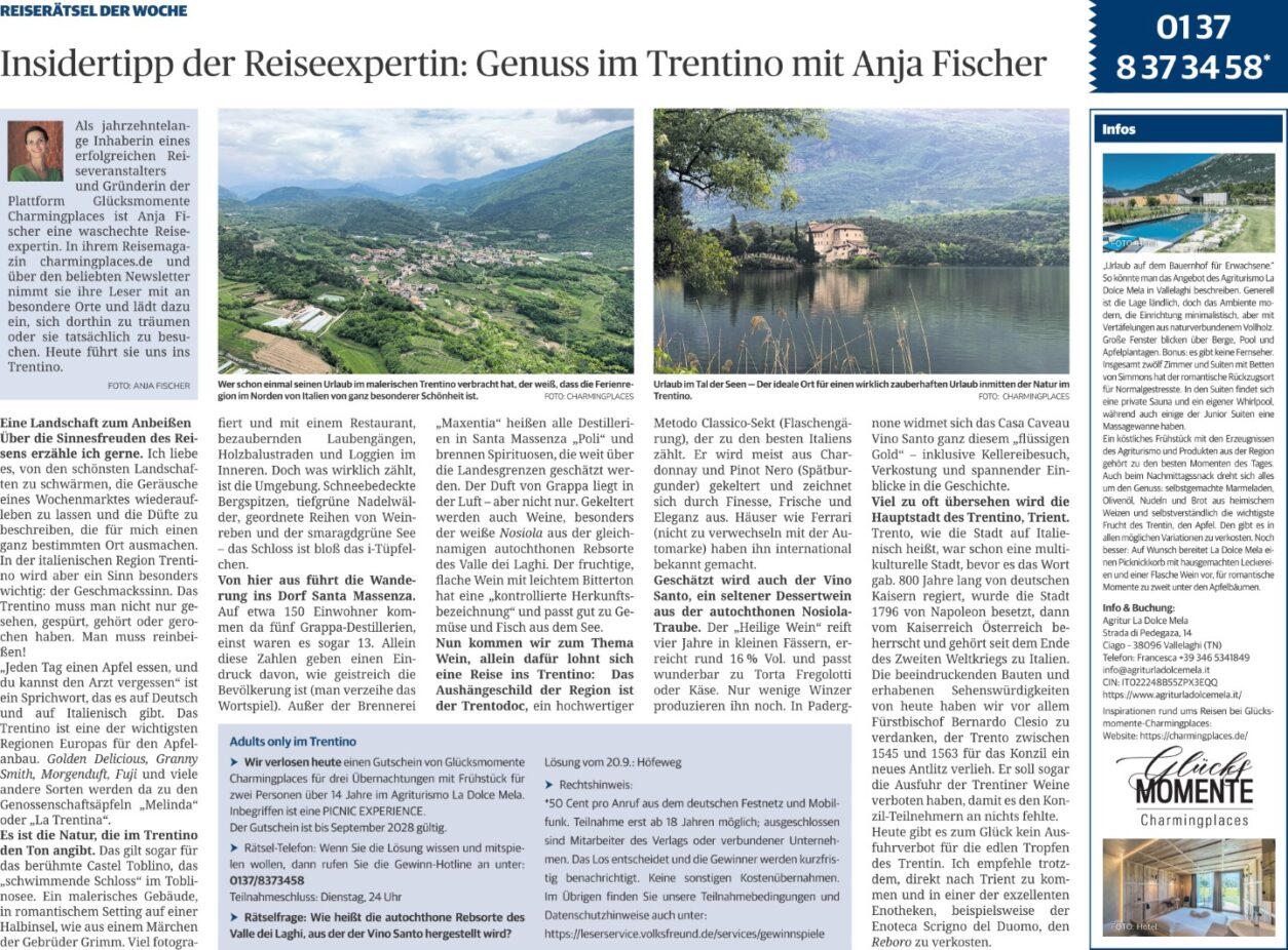 Insidertipps im Trentino - La Dolce Mela - Saarbrücker Zeitung 9-25_web