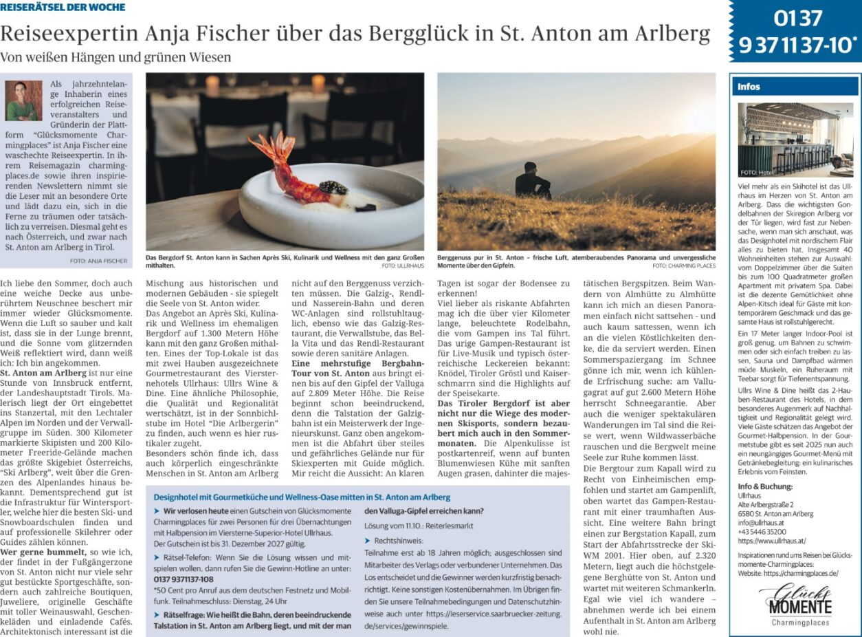 Saarbrücker Zeitung - Insidertipp St. Anton am Arlberg - Ullrhaus