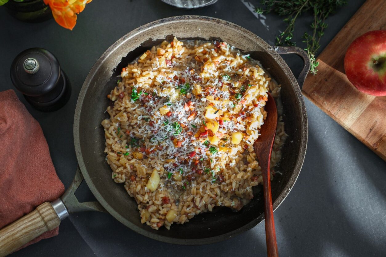Maroni-Risotto mit Apfel und Speck