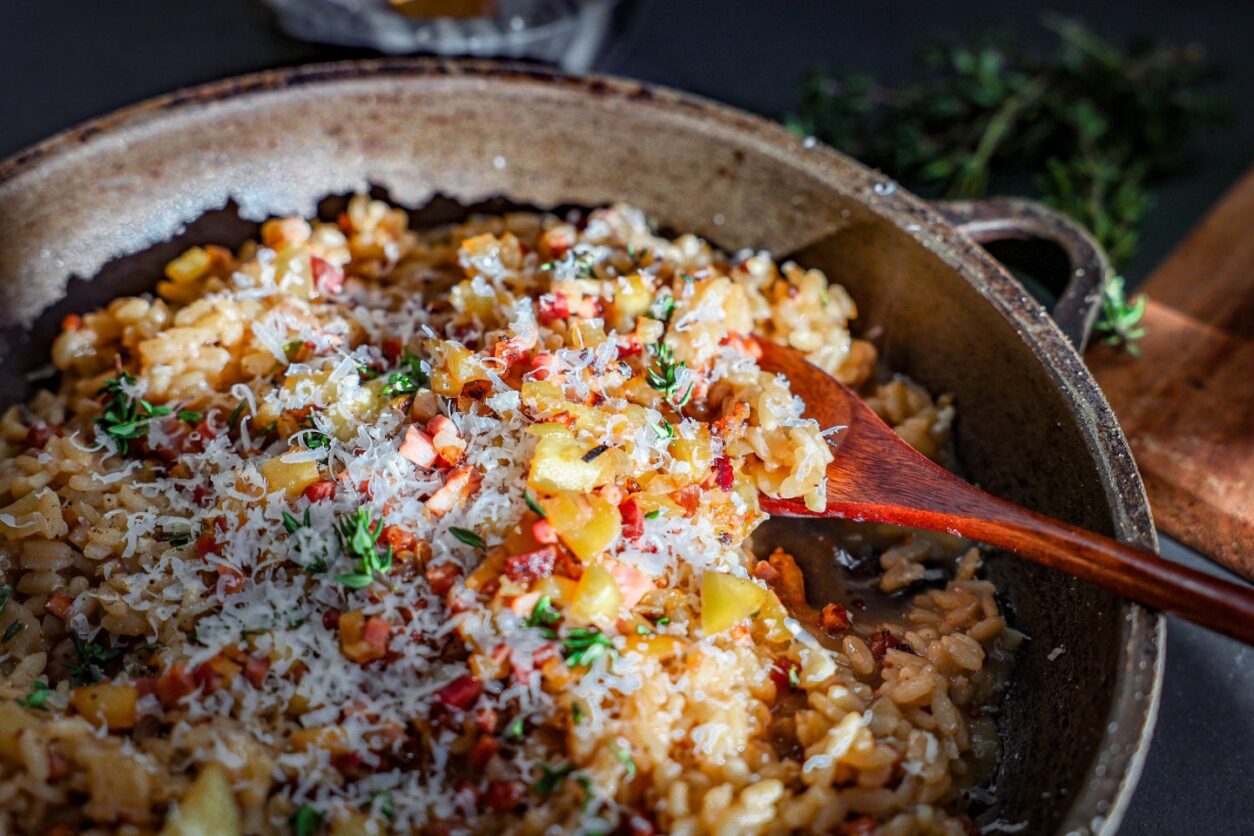 Maroni-Risotto mit Apfel und Speck
