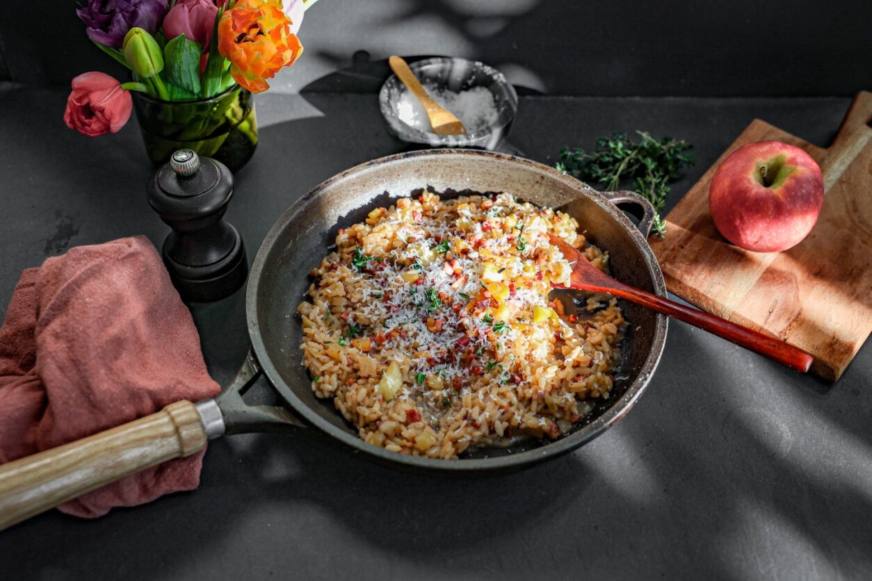 Maroni-Risotto mit Apfel und Speck