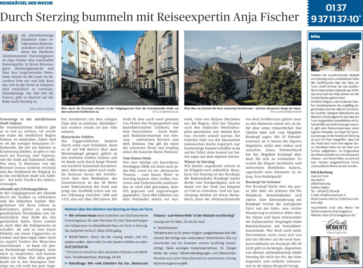 Insider-Tipp Sterzing in Südtirol und der Charmingplace Haus am Turm