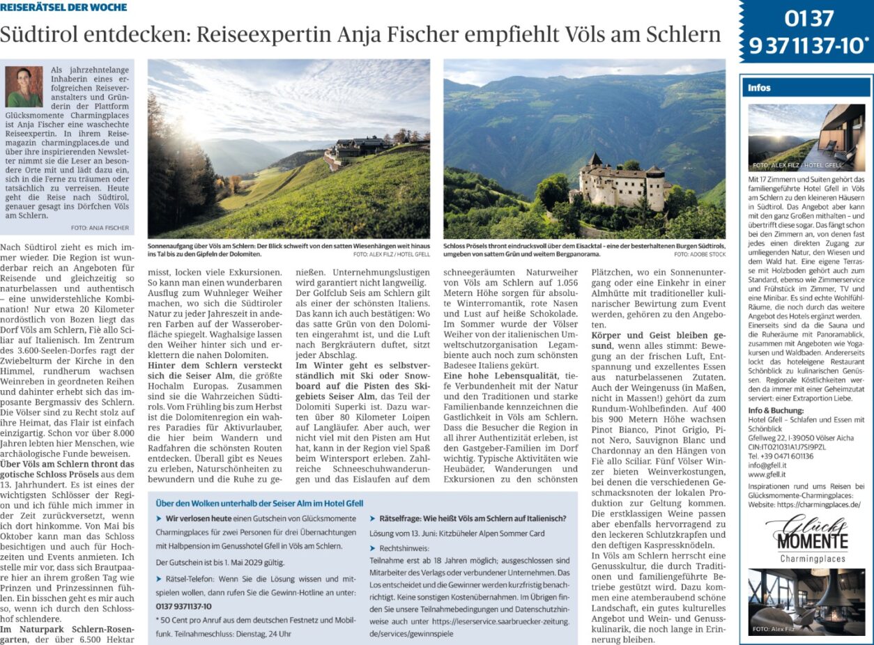Boutiquehotel Gfell - Völs am Schlern in Südtirol - Südkurier 6-26